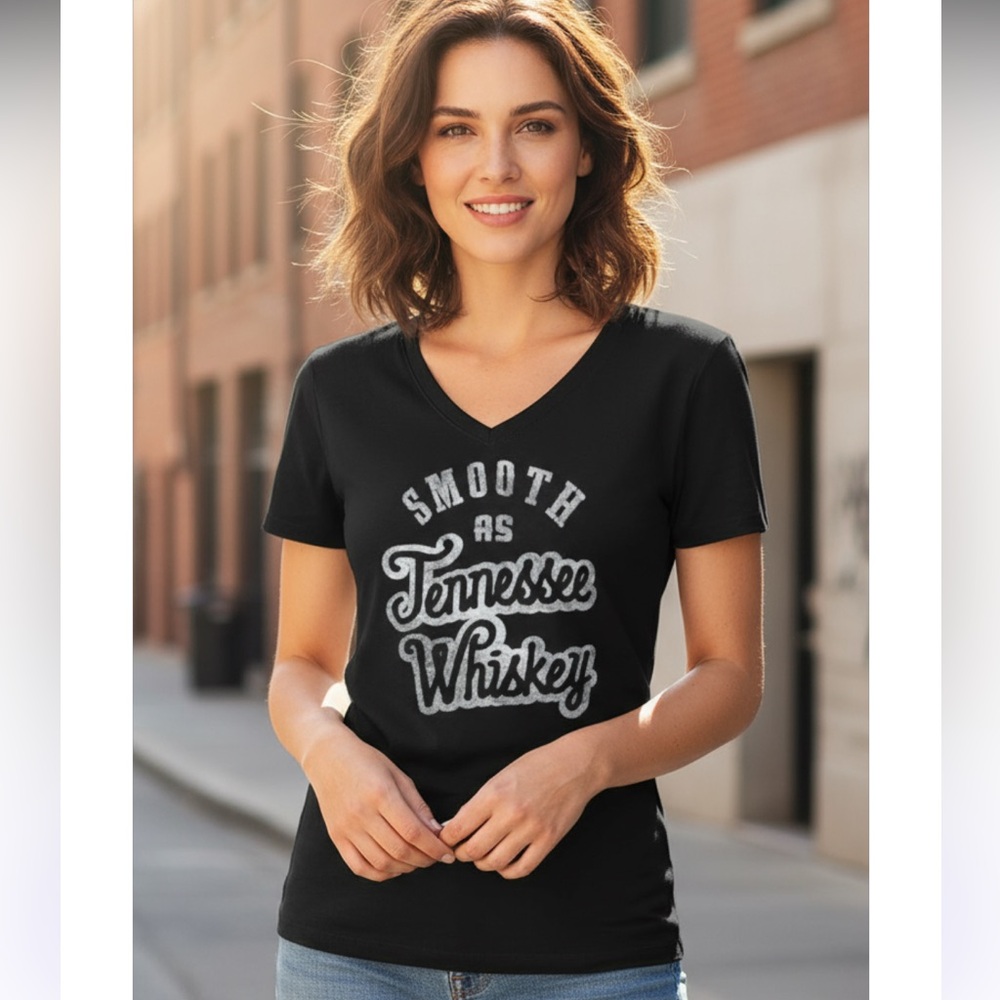 Cute black smooth as Tennessee whiskey vneck T-shirt